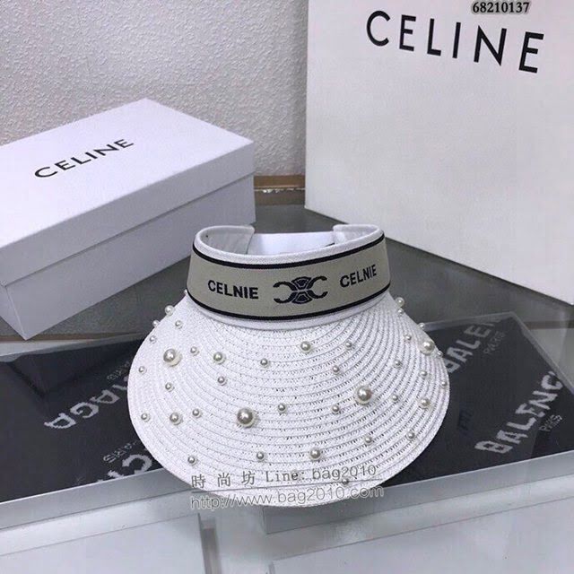CELINE女士帽子 賽琳珍珠草帽空頂帽遮陽帽  mm1103